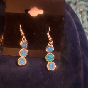 Elegant Opal & Silver Dangle Earrings